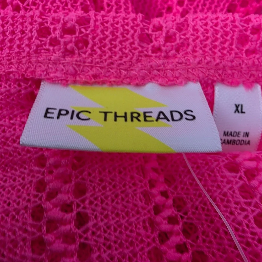 Epic Threads Girls XL Plyo Pink Crochet Mesh Tiered Swim Coverup Dress NWT